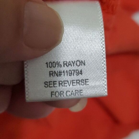 One World Red Orange Embroidered 3/4 Sleeves Boho Peasant Top - Picture 11 of 11